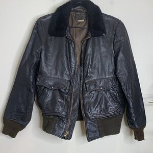 Vintage Brown WW Era G-1 USA Navy Avirex Ltd Bomber Flight Brown Leather Jacket